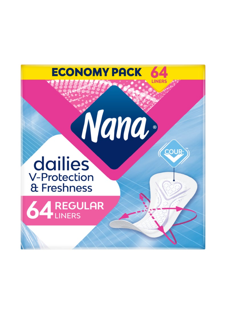 Nana Dailies Fresh And Protect Regular Liners, Economy Pack, 64 Count - Image 2