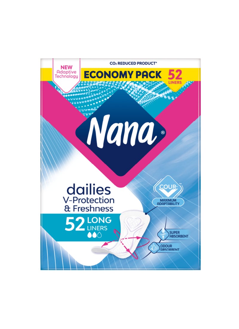 Nana 52-Piece Daily Fresh Long Panty Liners - Image 1