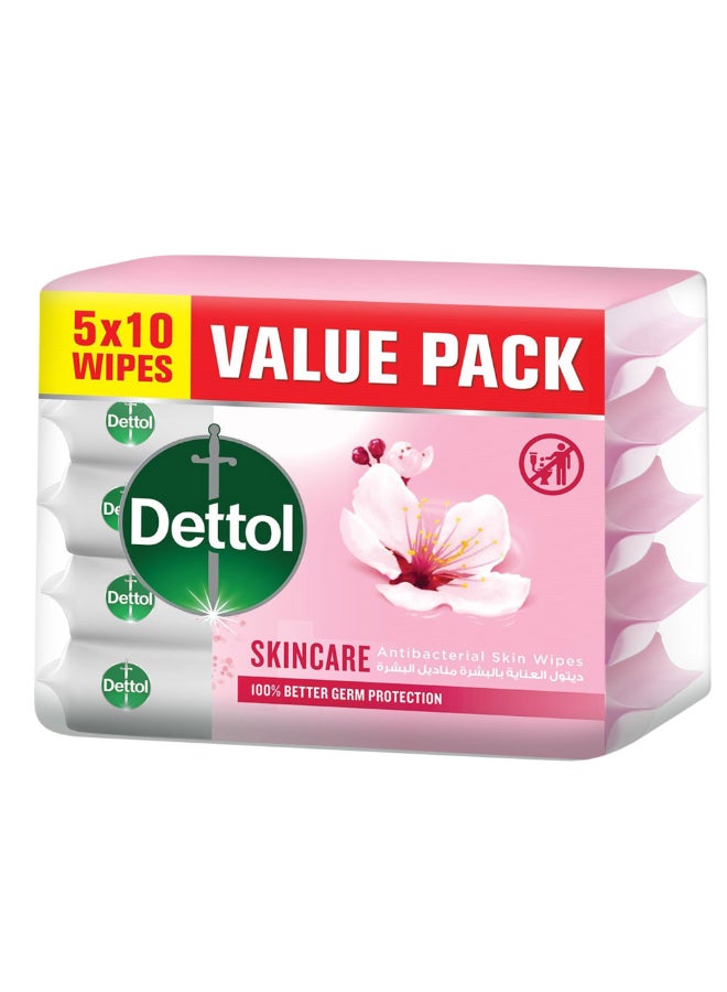 Dettol - Skincare Antibacterial Skin Wipes 5x10 Piece - Image 1