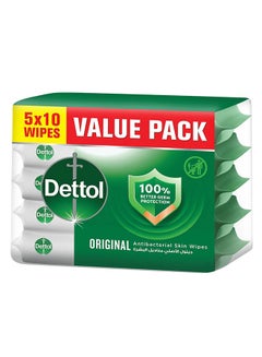 Dettol Original Antibacterial Skin Wipes , Pack of 50 Water Wipes  - Image 1