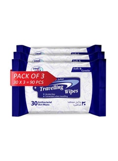 Cool & Cool Travelling Wipes 30 Sheets Pack of 3 Blue  - Image 1