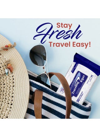 Travelling Wipes 30 Sheets Pack of 3 Blue - view 2