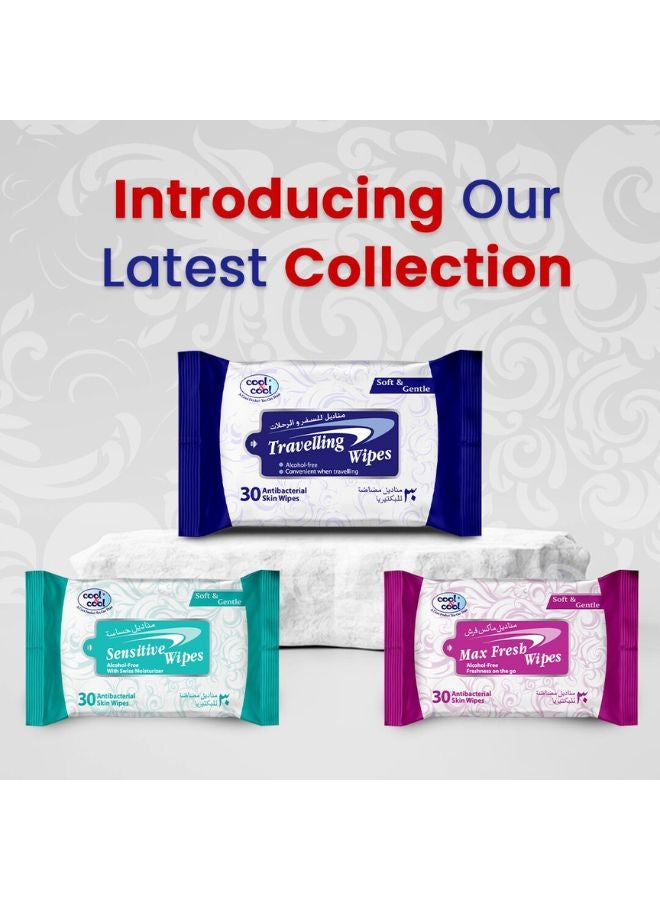 Cool & Cool Travelling Wipes 30 Sheets Pack of 3 Blue  - Image 5