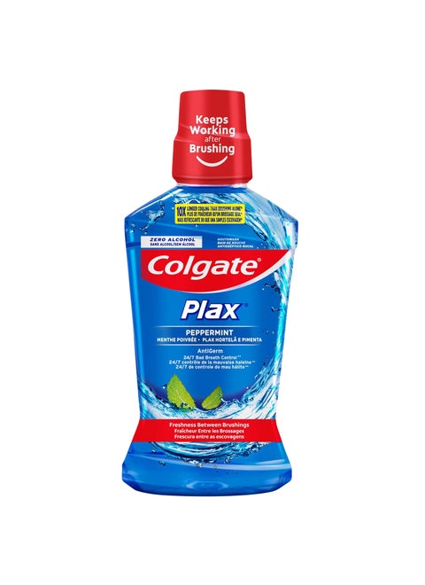 Plax Peppermint Mouthwash, 500ml Blue
