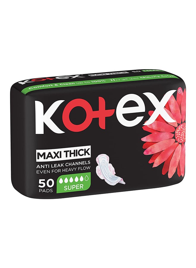 Kotex Maxi Protect Thick Pads, Super Size Sanitary Pads with Wings, 50 Sanitary Pads 50 Pieces - Image 2