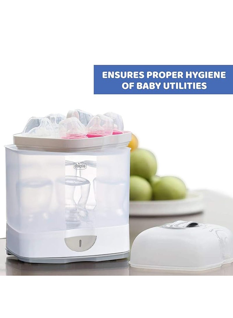 Chicco - 2-In-1 Sterilnatural Steam Sterilizer 24-hour Protection With Adjustable Size Bpa Free - Clear/White - Image 1
