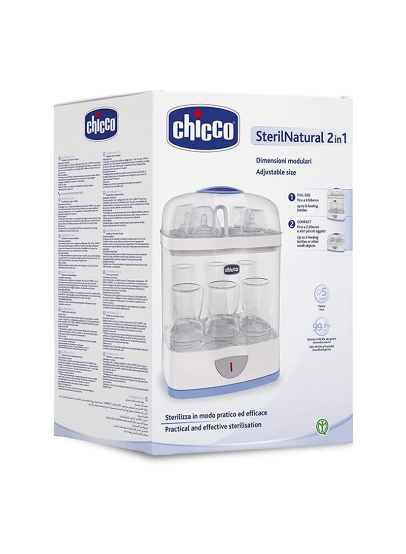 Chicco - 2-In-1 Sterilnatural Steam Sterilizer 24-hour Protection With Adjustable Size Bpa Free - Clear/White - Image 1
