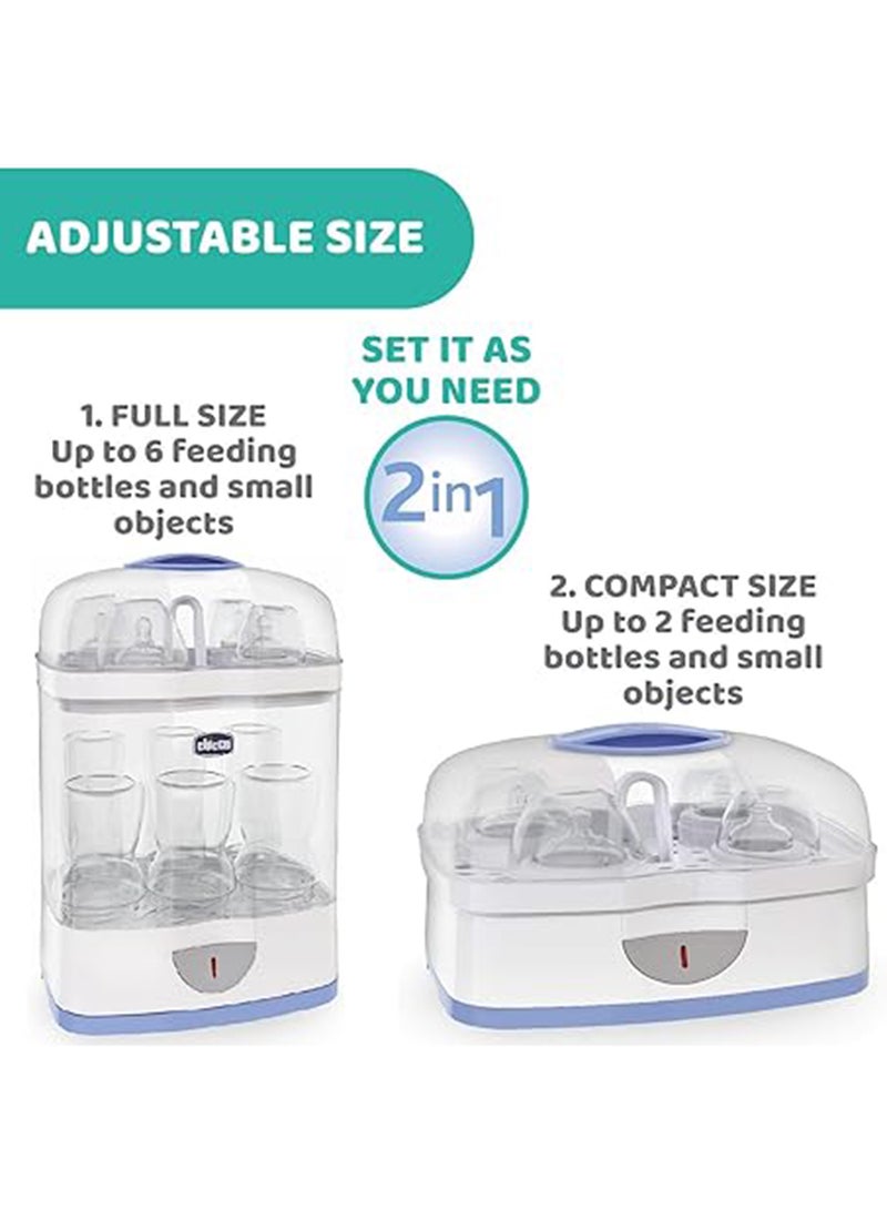 Chicco - 2-In-1 Sterilnatural Steam Sterilizer 24-hour Protection With Adjustable Size Bpa Free - Clear/White - Image 1