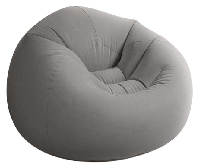 انتكس كرسي استلقاء قابل للنفخ غير محشو بحبيبات رمادي 114x114x71سم - Image 1