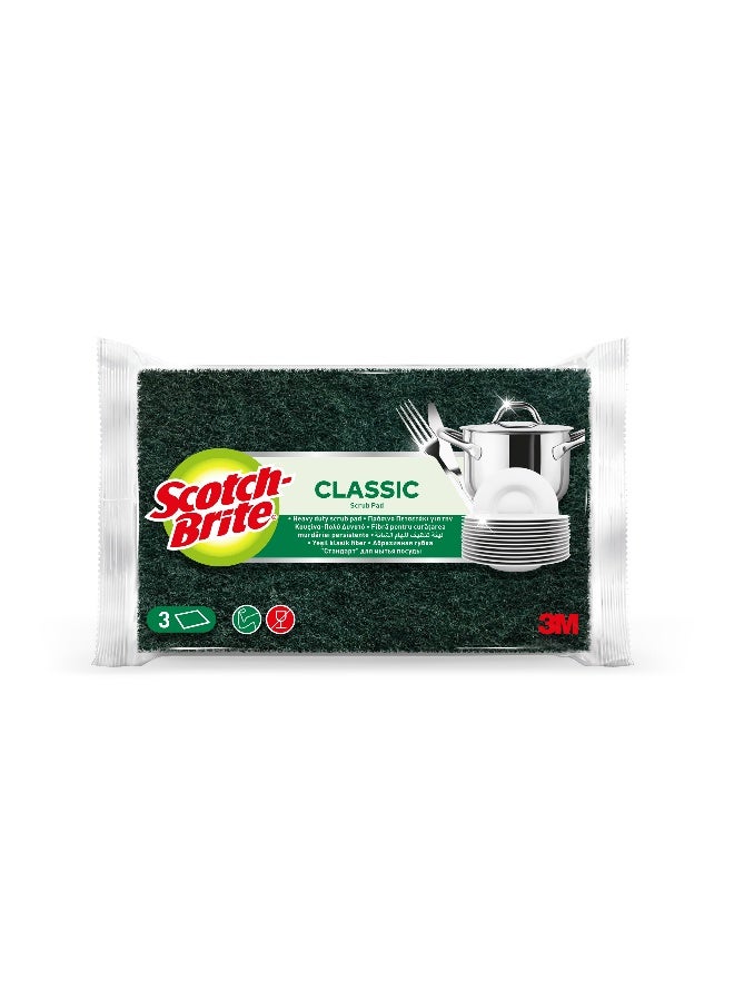Scotch Brite Heavy Duty Classic Scouring pad, 3 units/pack | Kitchen sponge | Dish sponge | Scrub | General Purpose Cleaning | Food Safe | Non-Rusting | Kitchen, Garage, Outdoor - Image 2