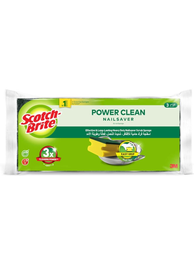 Scotch Brite Scotch-Brite Heavy Duty Classic Nail Saver Scrub Sponge - 3 Pack for Kitchen and General Purpose Cleaning - Image 1