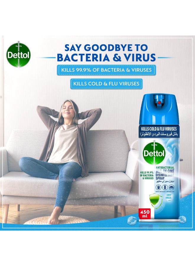 Dettol Antibacterial All In One Disinfectant Spray Crisp Breeze 450ml - Image 4