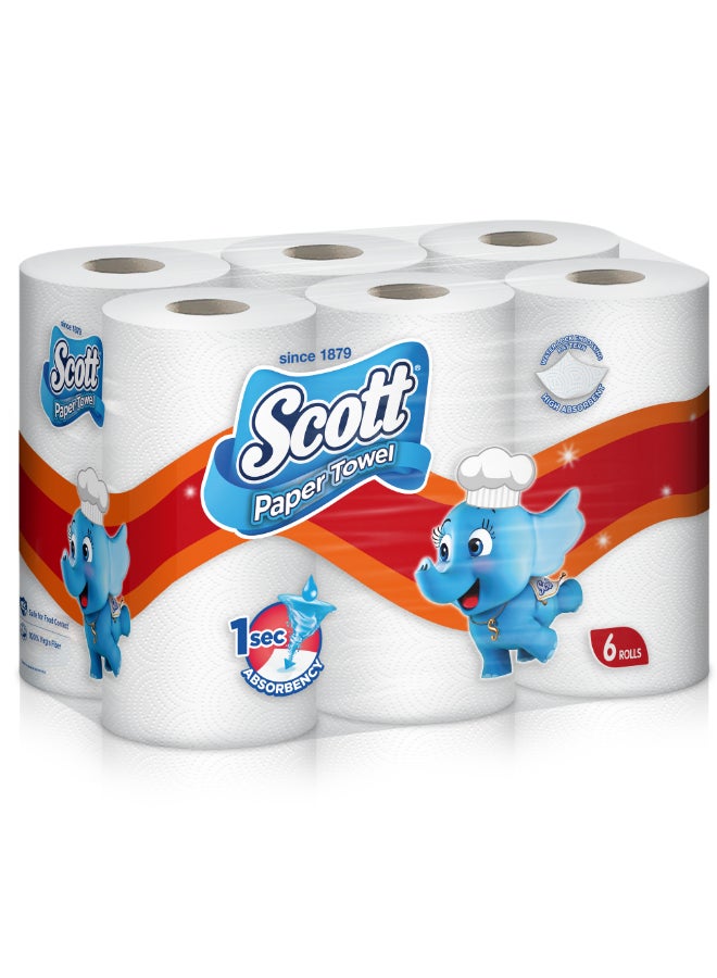 سكوت منشفة مطبخ أبيض 6 Rolls 