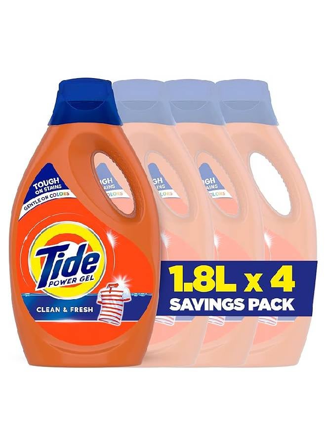 Tide Power Gel Laundry Detergent Clean And Fresh Scent 1.8L Pack of 4  - Image 1