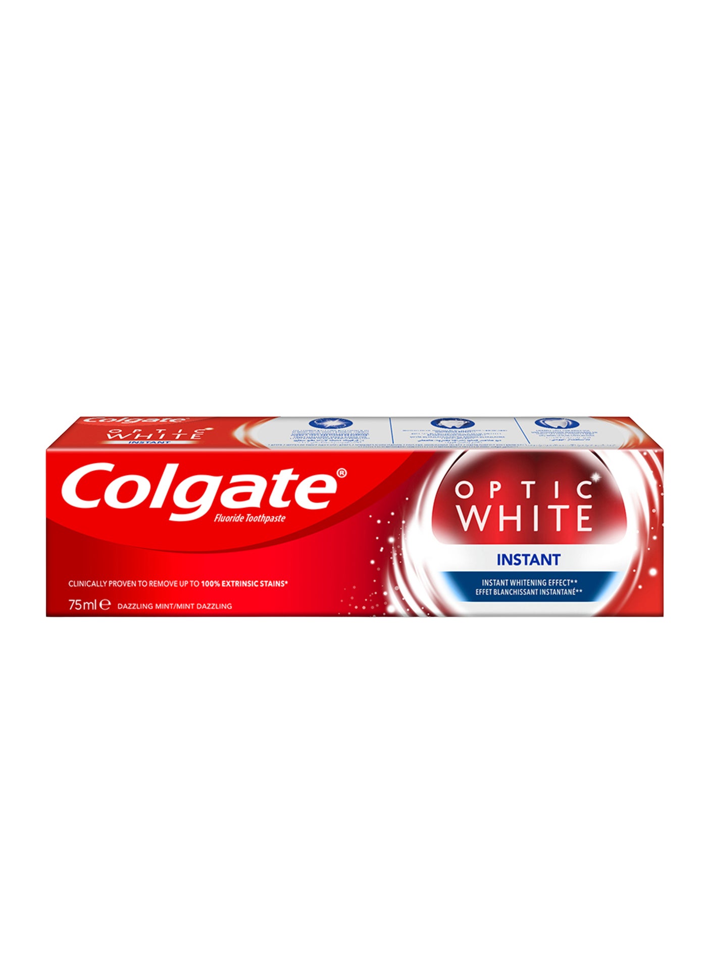 Colgate Optic White Instant Whitening ToothPaste, 75ml Dazzling Mint 75ml