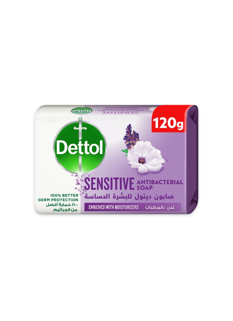 Dettol Sensitive Anti-Bacterial Bathing Soap Bar Lavender And White Musk Fragrance 120grams - Image 1