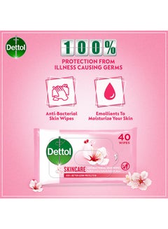 Dettol Skincare Antibacterial Skin Wipes , Pack of 40 Water Wipes  - Image 3