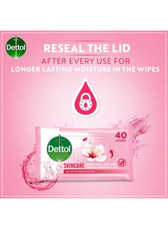 Dettol Skincare Antibacterial Skin Wipes , Pack of 40 Water Wipes  - Image 4