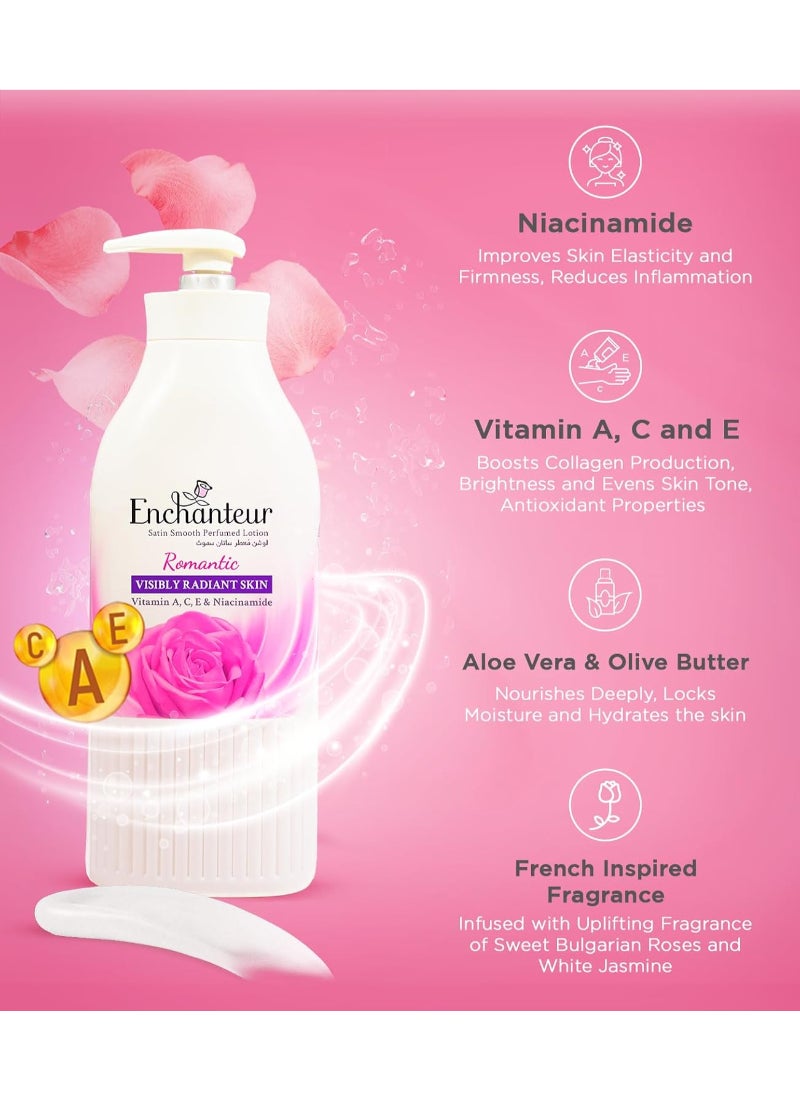 Enchanteur Satin Smooth- Romantic Lotion with Aloe Vera And Olive Butter For Satin Smooth Skin White 750ml  - Image 4