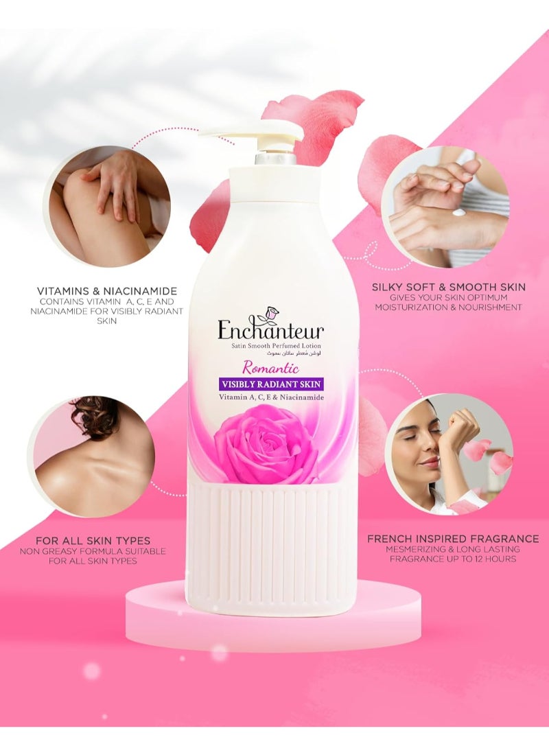 Enchanteur Satin Smooth- Romantic Lotion with Aloe Vera And Olive Butter For Satin Smooth Skin White 750ml  - Image 3
