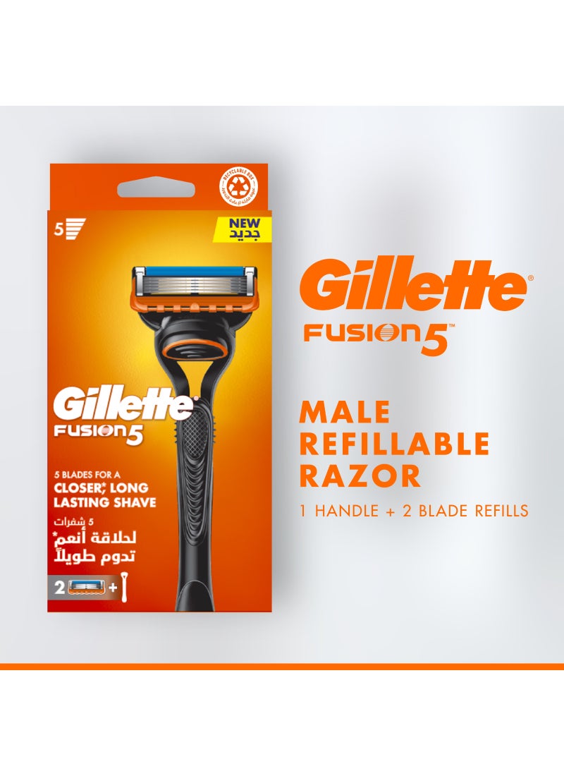Gillette Fusion5 Men's Refillable Razor: Handle + 2 Blade Refills 1 piece - Image 2