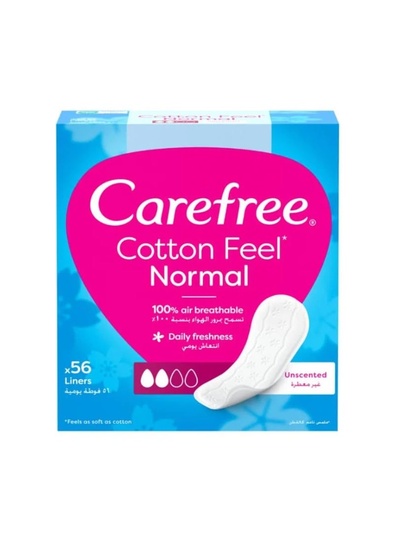 Carefree Panty Liner Cotton Feel Unscented, 56 Piece - Image 1