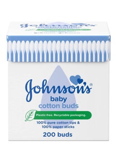 Johnson's 200-Piece Baby Cotton Buds Soft And Gentle Naturally Absorbant With Pure Cotton Tips  - Image 1