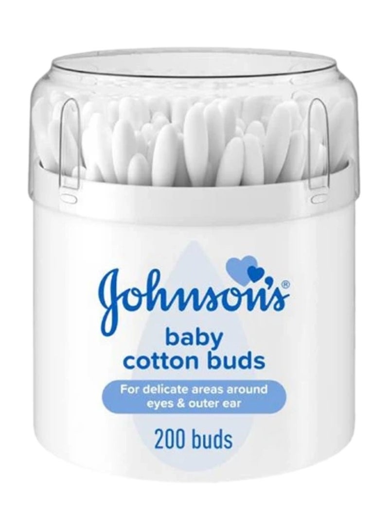 جونسون مجموعة أعواد قطنية للأطفال من 200 قطعة ناعمة ولطيفة بامتصاصٍ طبيعي بأطرافٍ من القطن النقي - Image 1