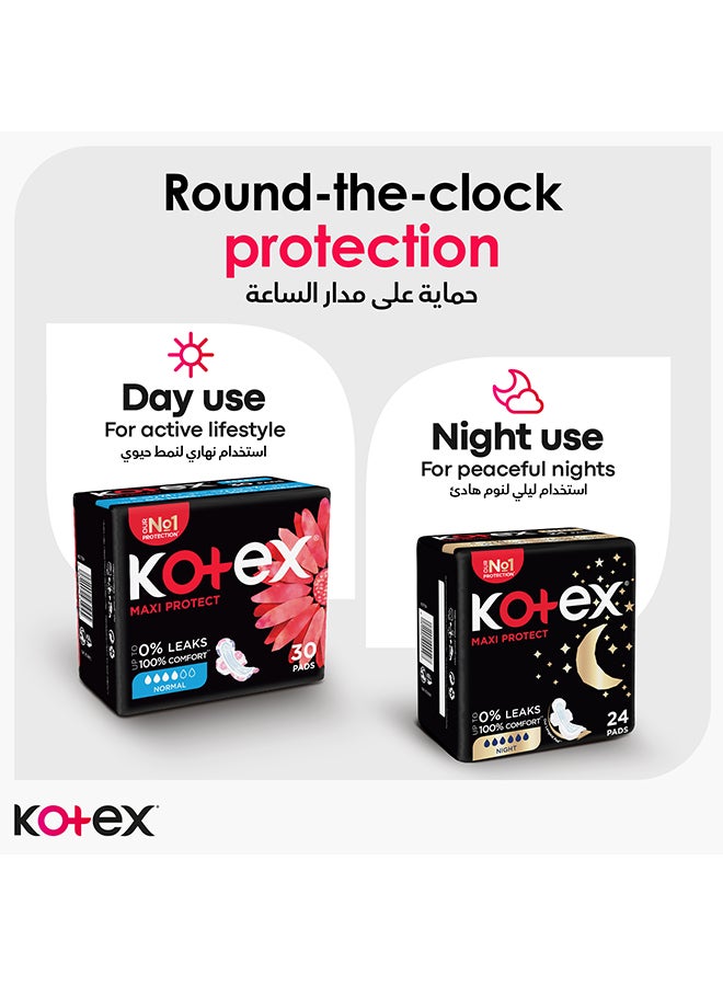 Kotex - Maxi Protect Normal Pads with Wings, 30 Pads - Image 1