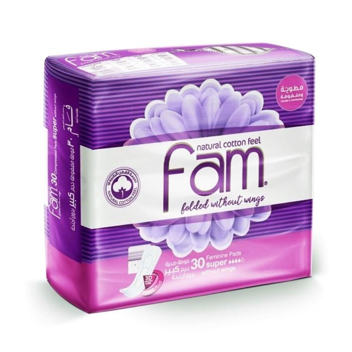 فام فوط صحية ماسي للسيدات بدون أجنحة، حجم سوبر، 30 قطعة - Image 1