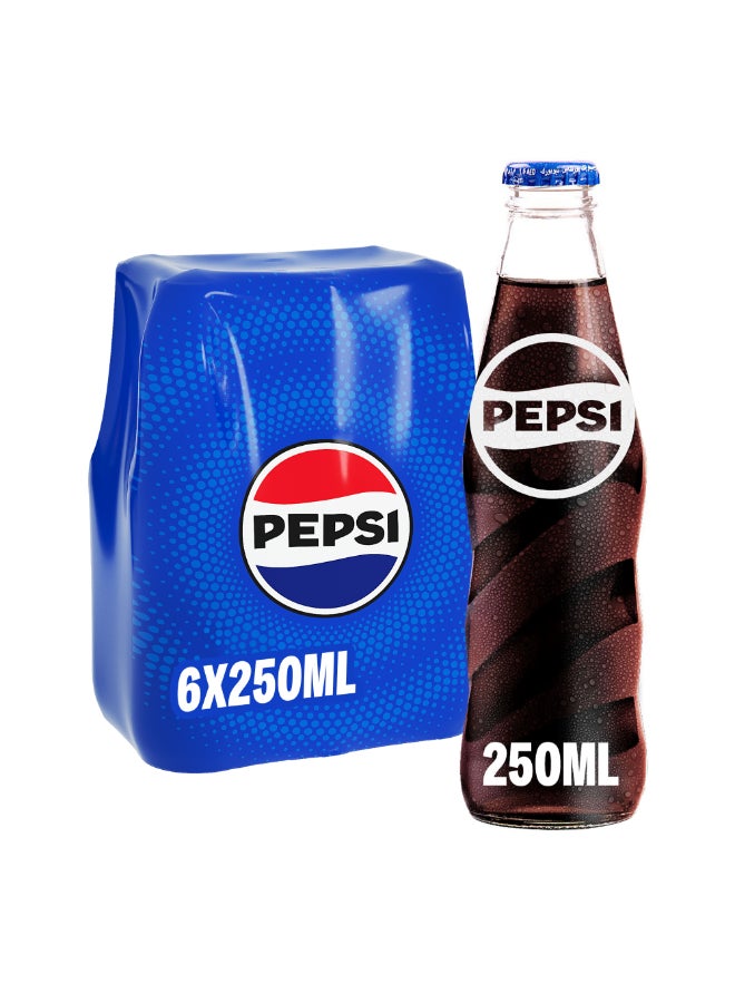 Pepsi Carbonated Soft Drink Glass Bottle 250ml Pack of 6 - Image 1