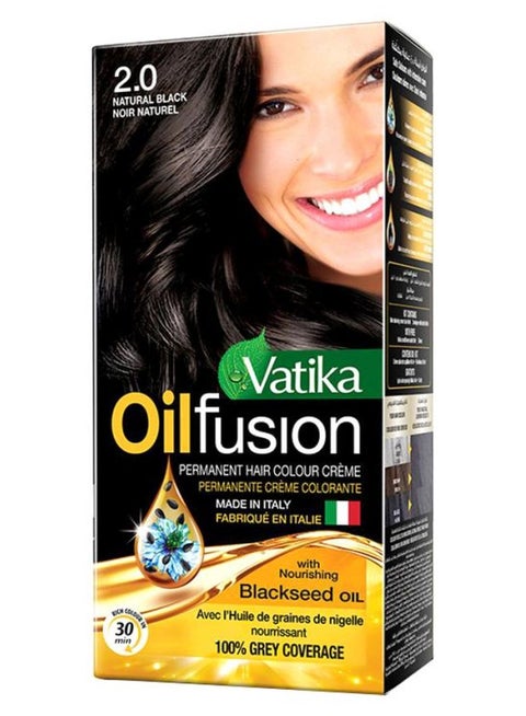Vatika Oil Fusion Permanent Hair Colour Cream Colouring Cream Tube 40ml + Developer Milk Bottle 60ml With Gloves Black Noir 100ml