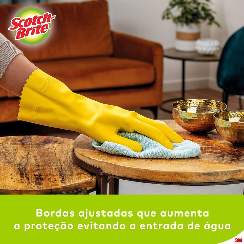 Scotch Brite Scotch-Brite Heavy Duty Lemon Scented Gloves - Large Size, Extra Strength, Reusable and Waterproof Green Small - Image 4