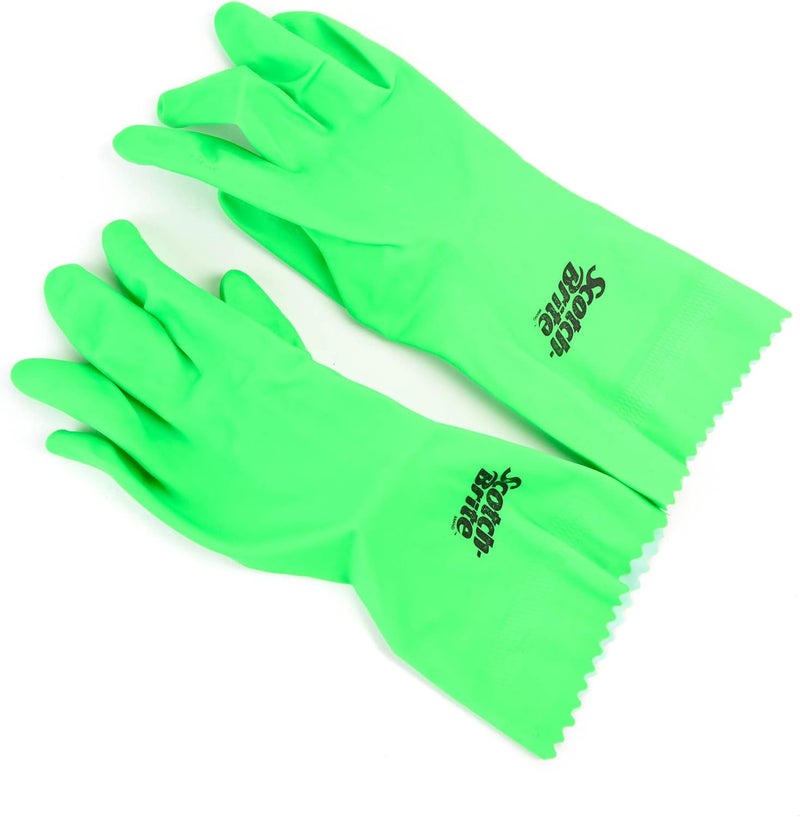 Scotch Brite Scotch-Brite Heavy Duty Lemon Scented Gloves - Large Size, Extra Strength, Reusable and Waterproof Green Small - Image 5