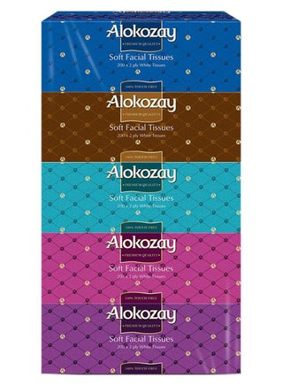 Soft Facial Tissues 200 x 2Ply White Tissue, Pack of 5