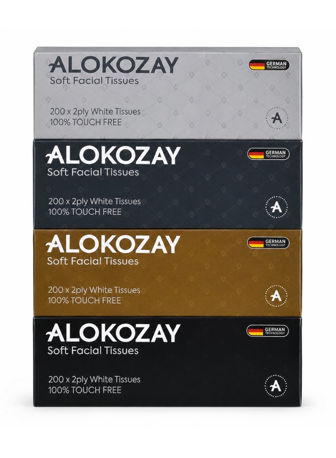 مناديل وجه بيضاء ناعمة من طبقتين، 200 منديل، مكونة من 5 عبوات