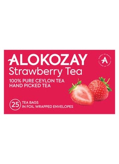 Alokozay Strawberry Tea 25 Tea Bags In Foil Wrapped Envelopes 50grams  - Image 1