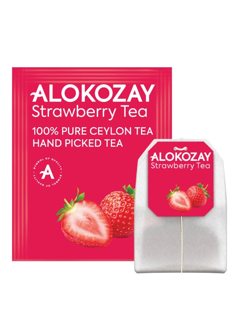 Alokozay Strawberry Tea 25 Tea Bags In Foil Wrapped Envelopes 50grams  - Image 2