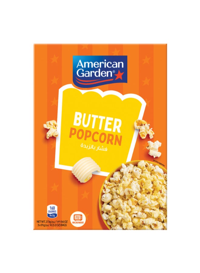 American Garden Butter Popcorn 3 Bags 273grams - Image 2