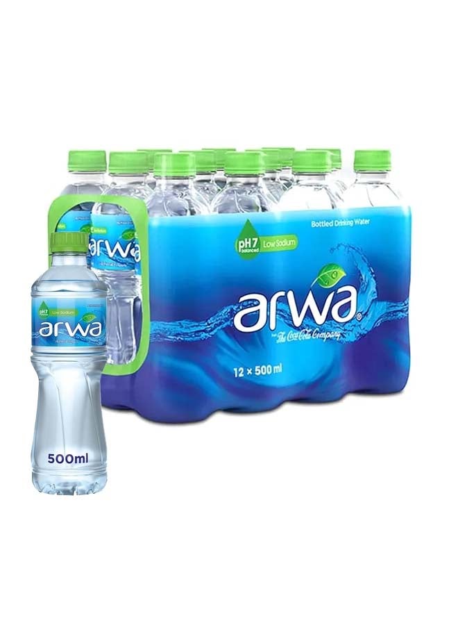 Arwa Natural Bottled Ph7 Low Sodium Water 500ml Pack of 12 - Image 1
