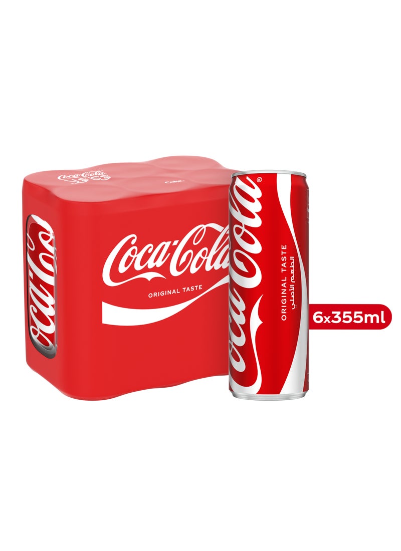Coca-Cola 6 Regular Cans 355ml - Image 1