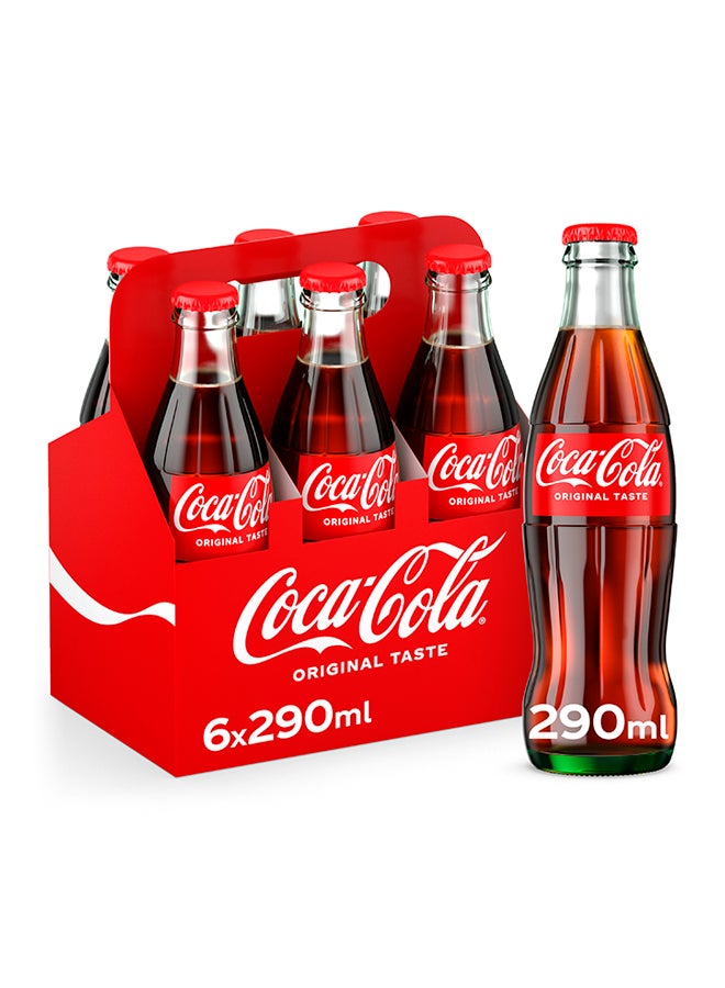 Coca-Cola Original Taste Carbonated Soft Drink Glass Bottle 290ml Pack of 6