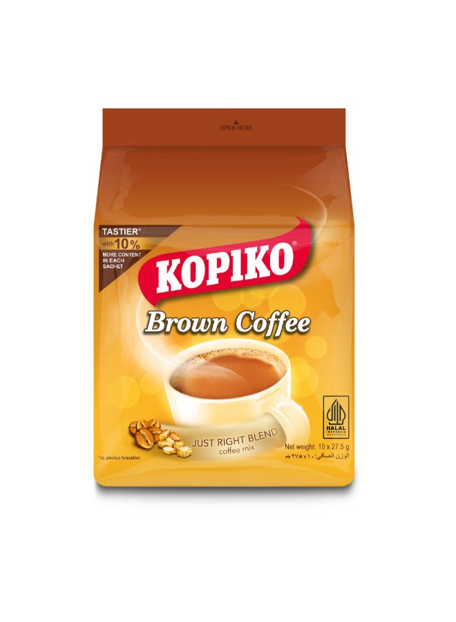 Kopiko Brown Instant Coffee Mix with Rich and Smooth Balanced Flavour 10x27.5g 27.5grams Pack of 10 - Image 1