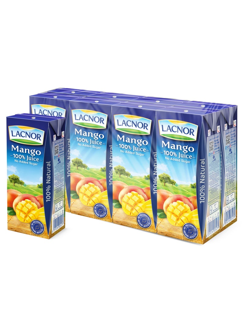 Lacnor 100% Juice, No Added Sugar, Mango 180ml Pack of 8 - Image 1