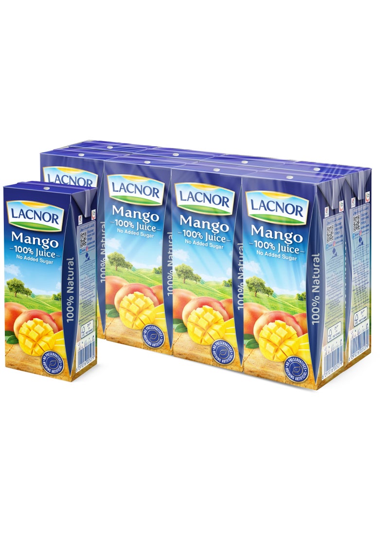 Lacnor 100% Juice, No Added Sugar, Mango 180ml Pack of 8 - Image 1