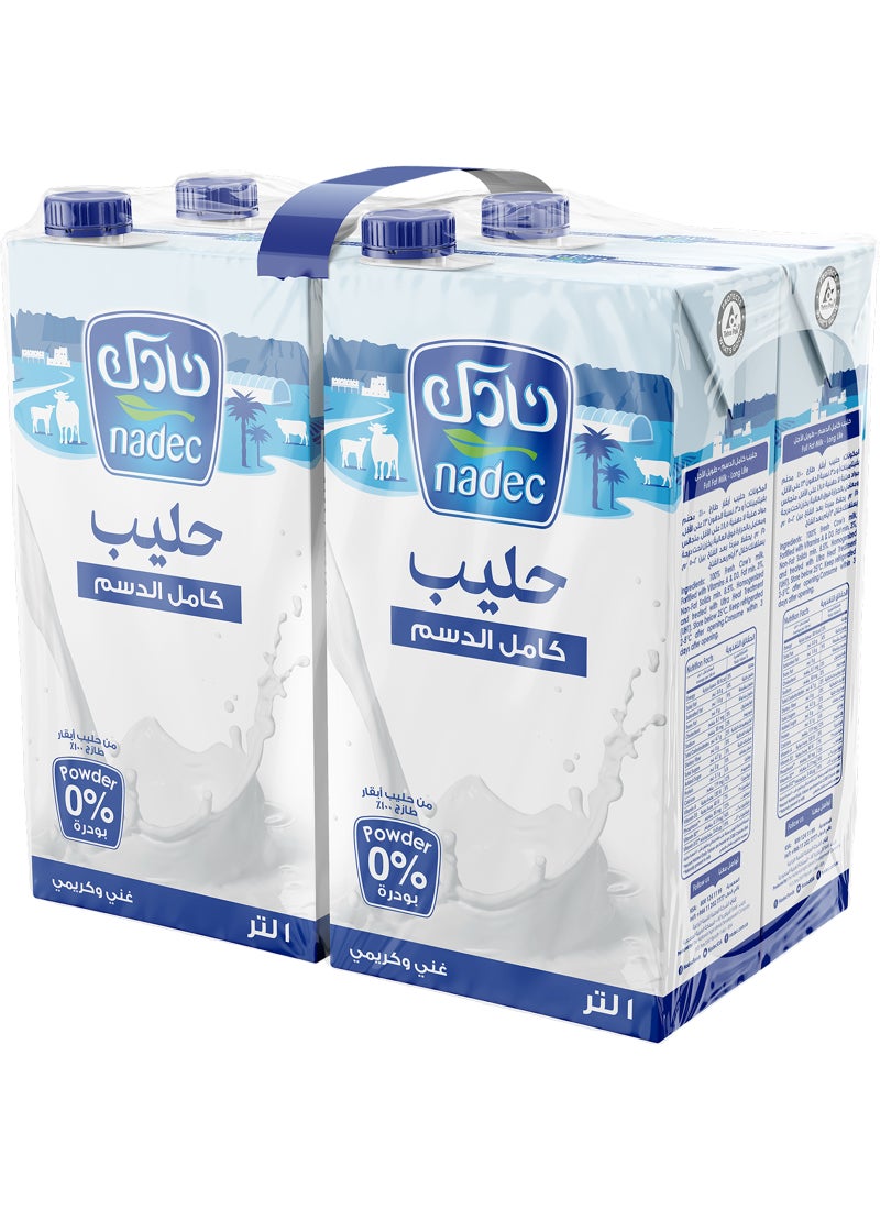 Nadec Long Life Milk Full Fat Plain 1Liters Pack of 4 - Image 2