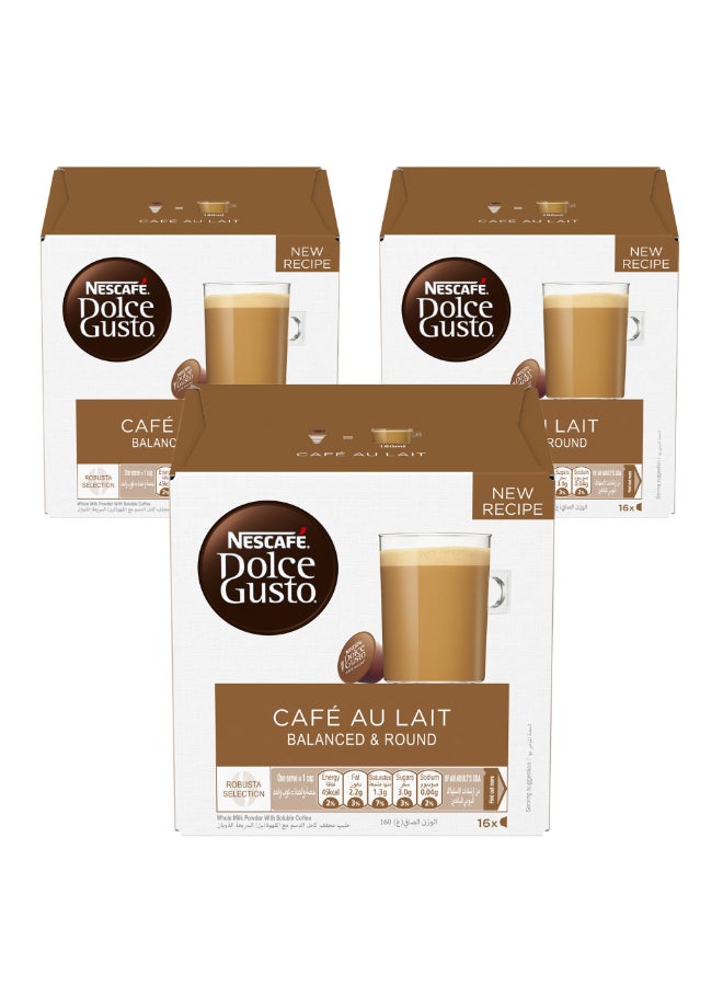 Nescafe Dolce Gusto Coffee Capsules Cafe Au Lait 160grams Pack of 3 - Image 1