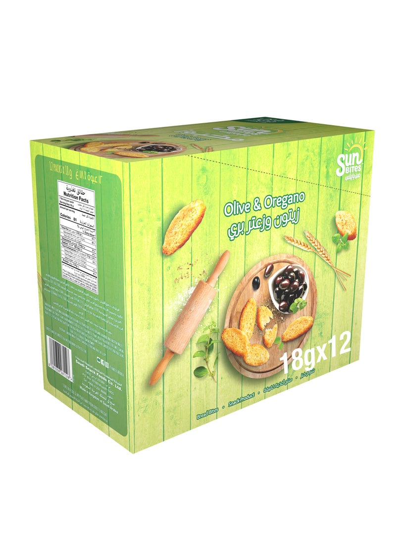 صن باتيس شرائح خبز بحجم قضمة بالزعتر وزيت الزيتون 18جرام عبوة من 12 قطعة - Image 1