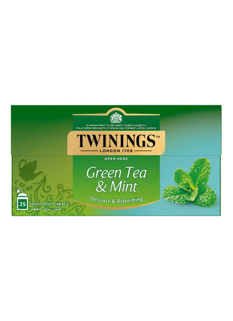 تويننجز علبة شاي أخضر بالنعناع من 25 كيساً 37.5 جراماً نعناع 37.5جرام - Image 1
