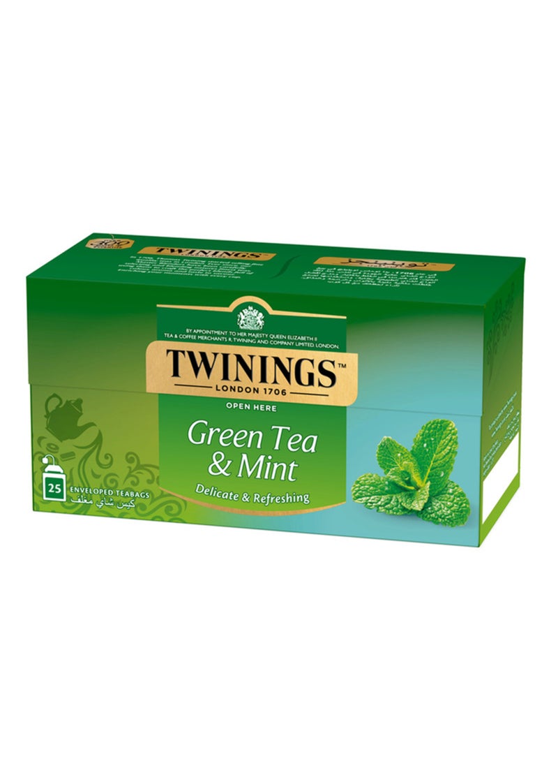 تويننجز علبة شاي أخضر بالنعناع من 25 كيساً 37.5 جراماً نعناع 37.5جرام - Image 3